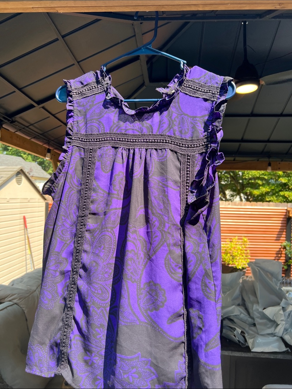a.n.a Purple Paisley Ruffle-Trim Girls Dress